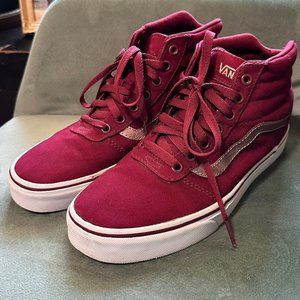 GENTLY Used Vans Maroon and Rose Gold Womens 8 Mid Top #500714